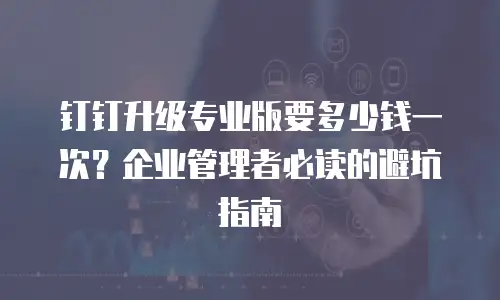 钉钉升级专业版要多少钱一次？企业管理者必读的避坑指南