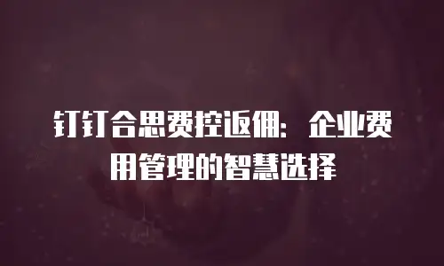 钉钉合思费控返佣：企业费用管理的智慧选择