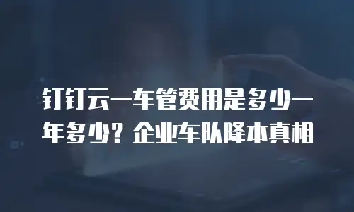 钉钉云一车管费用是多少一年多少？企业车队降本真相