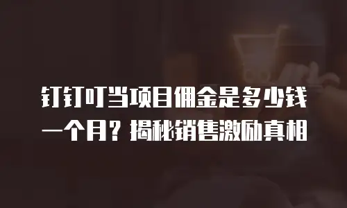 钉钉叮当项目佣金是多少钱一个月？揭秘销售激励真相