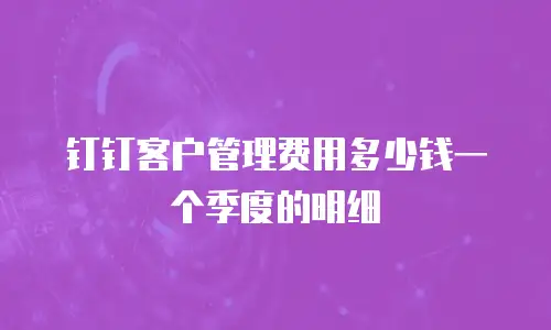 钉钉客户管理费用多少钱一个季度的明细