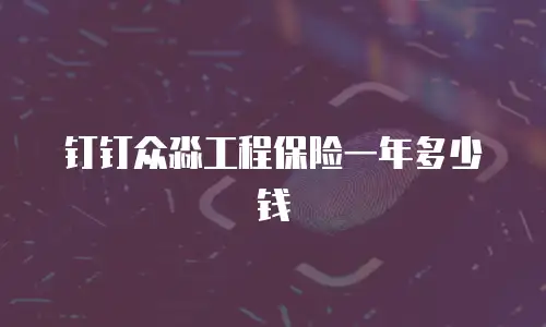 钉钉众淼工程保险一年多少钱