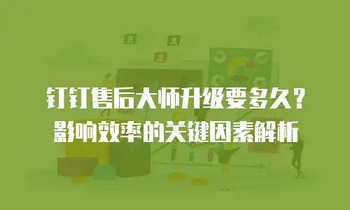 钉钉售后大师升级要多久？影响效率的关键因素解析
