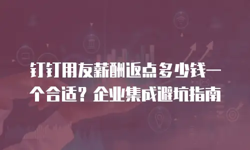 钉钉用友薪酬返点多少钱一个合适？企业集成避坑指南