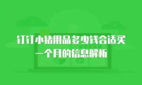 钉钉小猪用品多少钱合适买一个月的信息解析