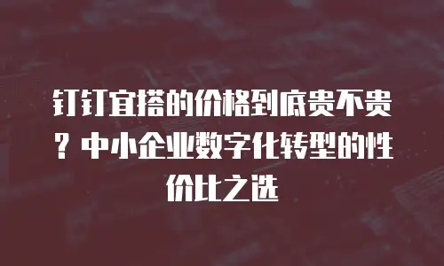 钉钉宜搭的价格到底贵不贵？中小企业数字化转型的性价比之选