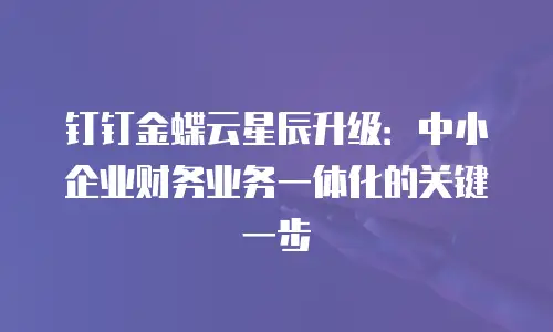 钉钉金蝶云星辰升级：中小企业财务业务一体化的关键一步