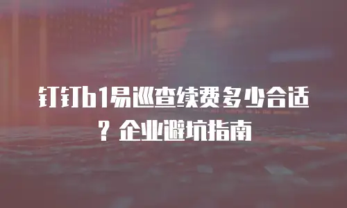 钉钉b1易巡查续费多少合适？企业避坑指南