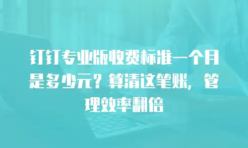 钉钉专业版收费标准一个月是多少元？算清这笔账，管理效率翻倍