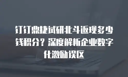 钉钉鼎捷试研北斗返现多少钱积分？深度解析企业数字化激励误区