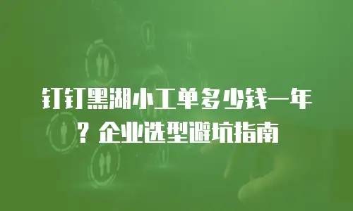 钉钉黑湖小工单多少钱一年？企业选型避坑指南