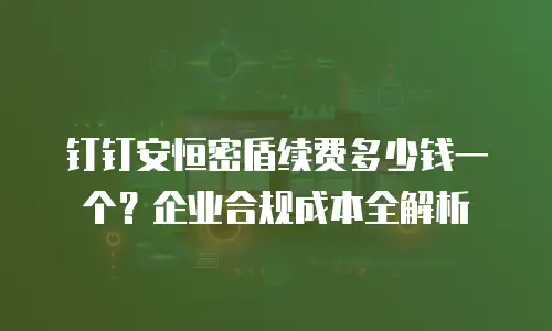 钉钉安恒密盾续费多少钱一个？企业合规成本全解析