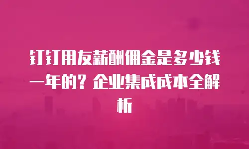 钉钉用友薪酬佣金是多少钱一年的？企业集成成本全解析