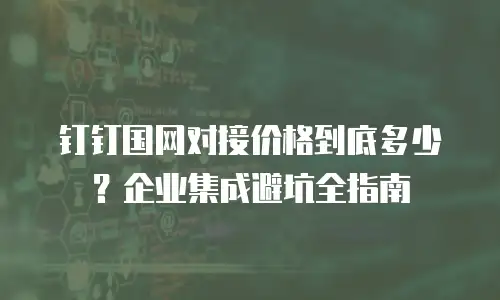 钉钉国网对接价格到底多少？企业集成避坑全指南
