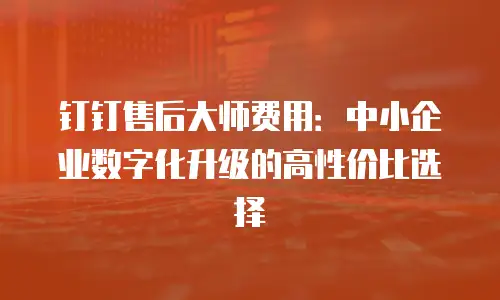 钉钉售后大师费用：中小企业数字化升级的高性价比选择
