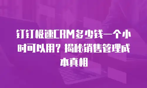 钉钉极速CRM多少钱一个小时可以用？揭秘销售管理成本真相