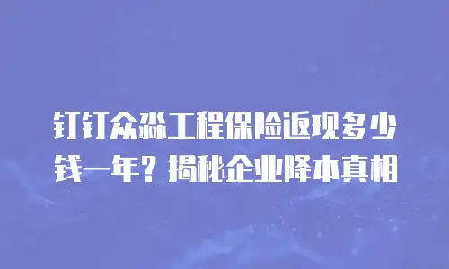 钉钉众淼工程保险返现多少钱一年？揭秘企业降本真相