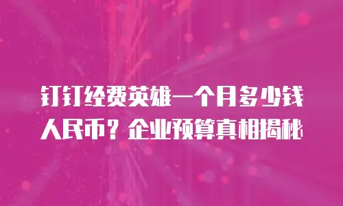 钉钉经费英雄一个月多少钱人民币？企业预算真相揭秘