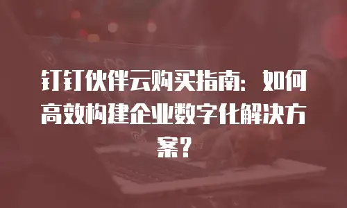 钉钉伙伴云购买指南：如何高效构建企业数字化解决方案？