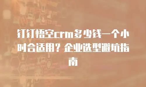 钉钉悟空crm多少钱一个小时合适用？企业选型避坑指南
