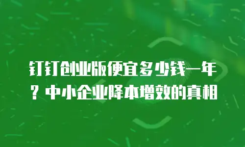钉钉创业版便宜多少钱一年？中小企业降本增效的真相