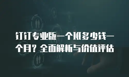 钉钉专业版一个班多少钱一个月？全面解析与价值评估