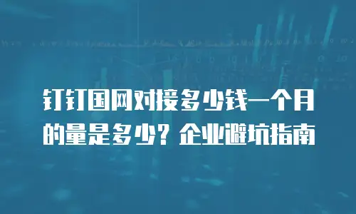 钉钉国网对接多少钱一个月的量是多少？企业避坑指南