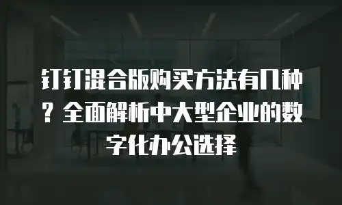 钉钉混合版购买方法有几种？全面解析中大型企业的数字化办公选择
