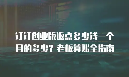 钉钉创业版返点多少钱一个月的多少？老板算账全指南