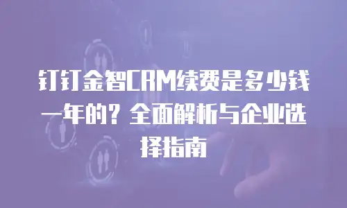 钉钉金智CRM续费是多少钱一年的？全面解析与企业选择指南