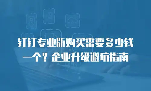 钉钉专业版购买需要多少钱一个？企业升级避坑指南