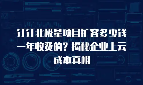 钉钉北极星项目扩容多少钱一年收费的？揭秘企业上云成本真相