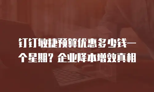 钉钉敏捷预算优惠多少钱一个星期？企业降本增效真相