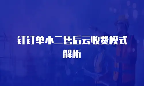 钉钉单小二售后云收费模式解析