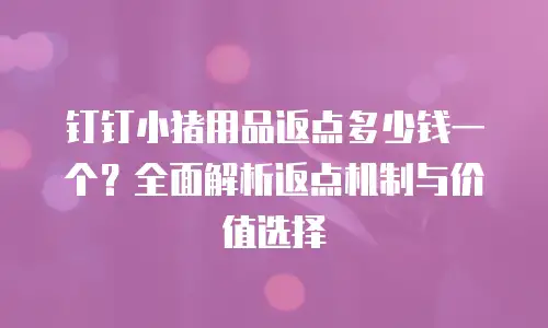 钉钉小猪用品返点多少钱一个？全面解析返点机制与价值选择