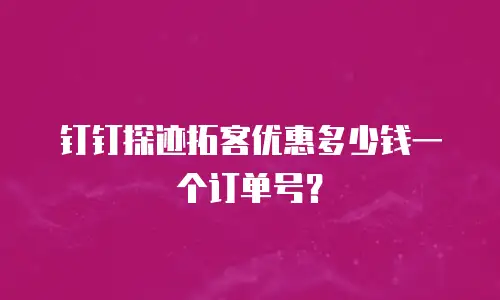 钉钉探迹拓客优惠多少钱一个订单号？