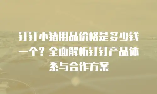 钉钉小猪用品价格是多少钱一个？全面解析钉钉产品体系与合作方案