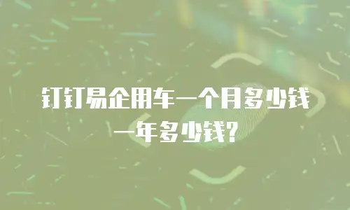 钉钉易企用车一个月多少钱一年多少钱？