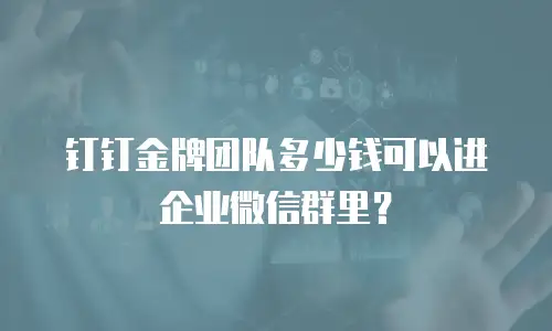 钉钉金牌团队多少钱可以进企业微信群里？
