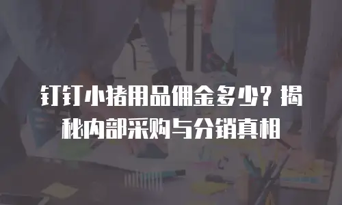 钉钉小猪用品佣金多少？揭秘内部采购与分销真相