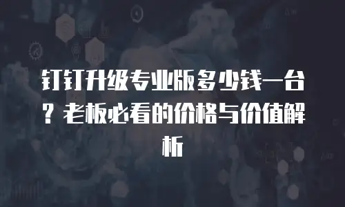 钉钉升级专业版多少钱一台？老板必看的价格与价值解析