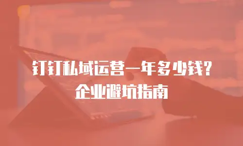 钉钉私域运营一年多少钱？企业避坑指南