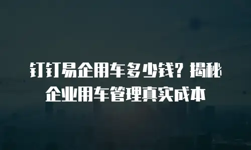 钉钉易企用车多少钱？揭秘企业用车管理真实成本