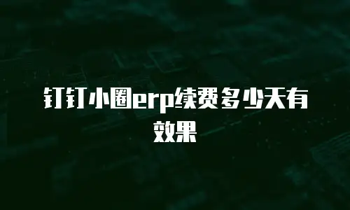 钉钉小圈erp续费多少天有效果