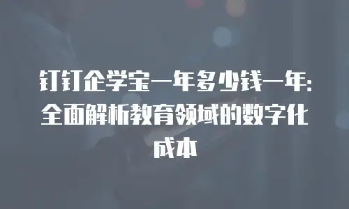 钉钉企学宝一年多少钱一年：全面解析教育领域的数字化成本
