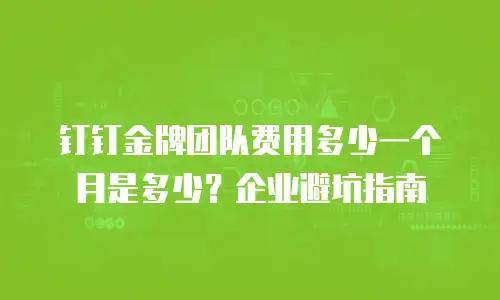 钉钉金牌团队费用多少一个月是多少？企业避坑指南