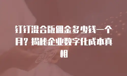 钉钉混合版佣金多少钱一个月？揭秘企业数字化成本真相