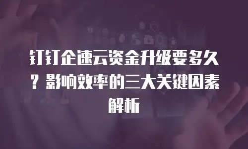 钉钉企速云资金升级要多久？影响效率的三大关键因素解析