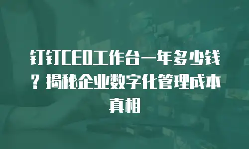 钉钉CEO工作台一年多少钱？揭秘企业数字化管理成本真相