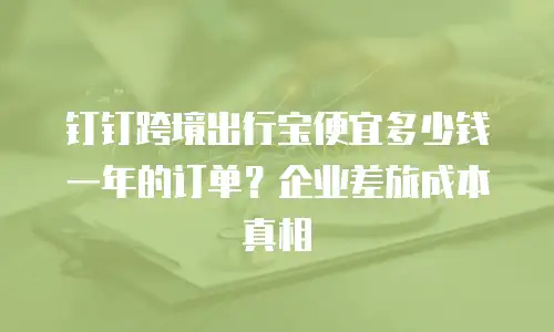 钉钉跨境出行宝便宜多少钱一年的订单？企业差旅成本真相